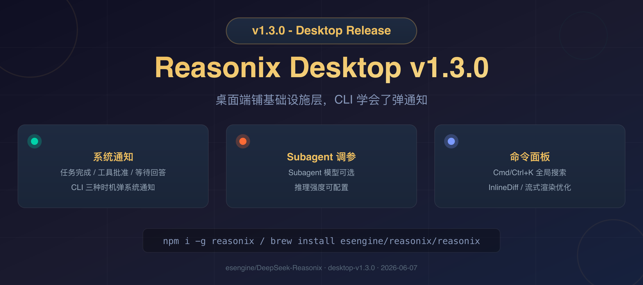 Reasonix Desktop v1.3.0 封面